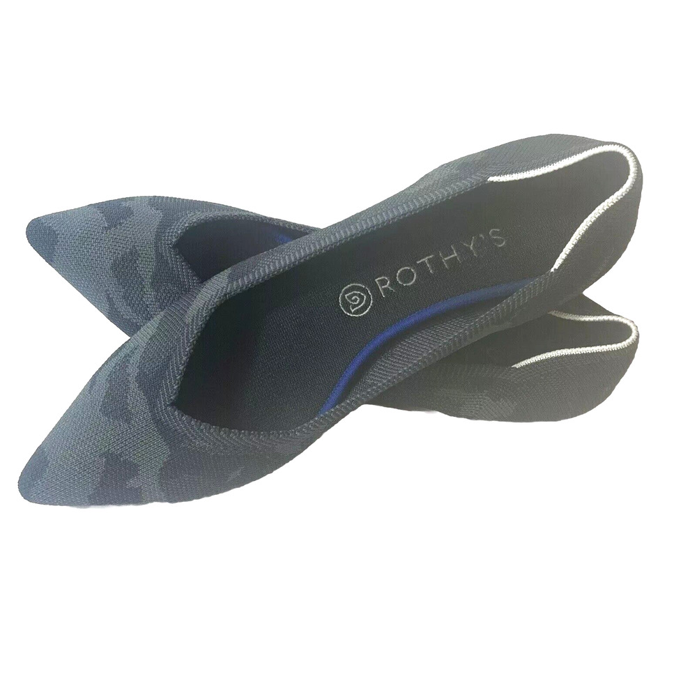 Rothy's Womens Sz 11 Gray Camouflage Knit Pointed Toe Slip On Ballet Flats Shoes